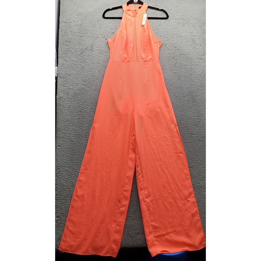 Ark & Co. Bariano Jumpsuit Womens S Pink Halter Neck Wide-Leg High Slit Ankle